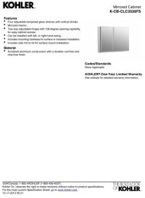 KOHLER CB-CLC3526FS Double Door Beveled Medicine Cabinet with Mirror Doors & Adjustable Shelves, Rectangular Beveled Edge Frame, 35" x 26"