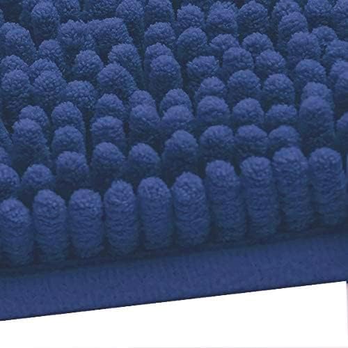 Madeals Bath Rug Set Combo 4 Piece with Toilet Lid Cover, Soft Shaggy Bath Rug Set 3 Piece and U-Shaped Toilet Floor Rug Navy Blue