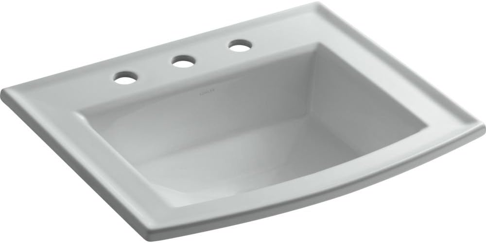 KOHLER Archer Drop-in bathroom sink with 8" widespread faucet holes, White