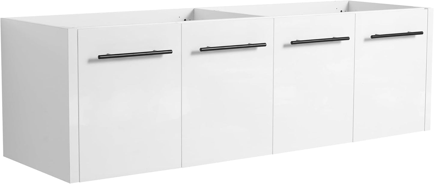 60 Inch Bathroom Vanity Without Sink, 60" Floating Vanity Without Top, Modern Wall Mounted Cabinet for Large Space, Large Bathroom Storage Cabinet with 4 Soft-Closing Doors and Bar Handles