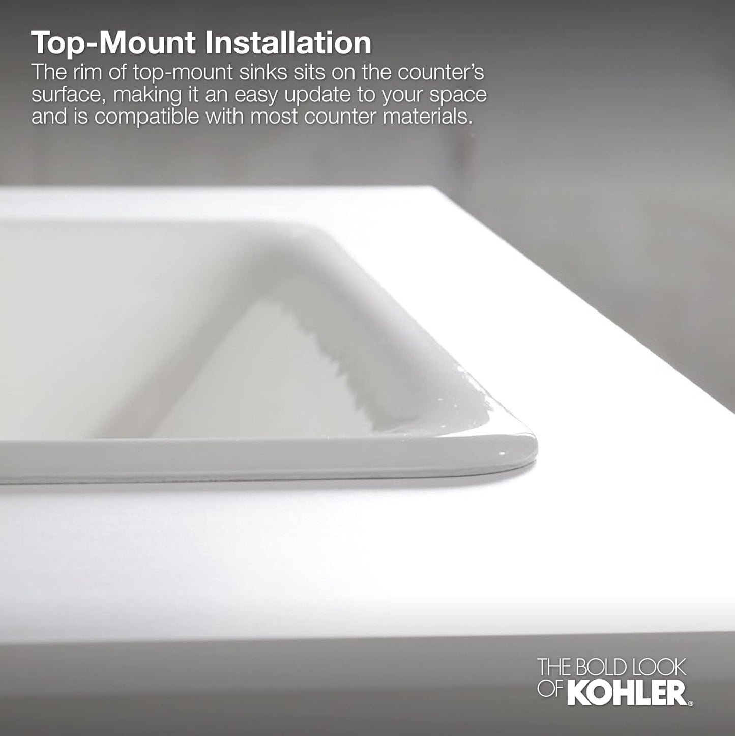 KOHLER Archer Drop-in bathroom sink with 8" widespread faucet holes, White