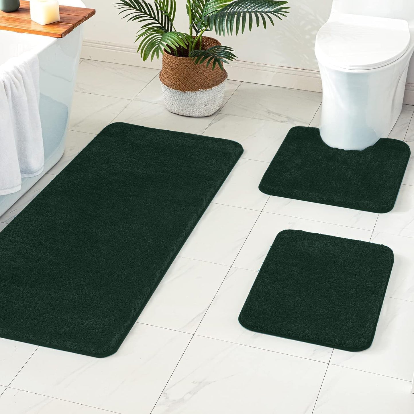 MIULEE 3 Pieces Bathroom Rugs and mats Sets Extra Thick Non Slip Microfiber Bath Mats and U-Shaped Contour Toilet Rug for Bath Room Floor Restroom,20"x30"+16"x24"+20"x20", Teal