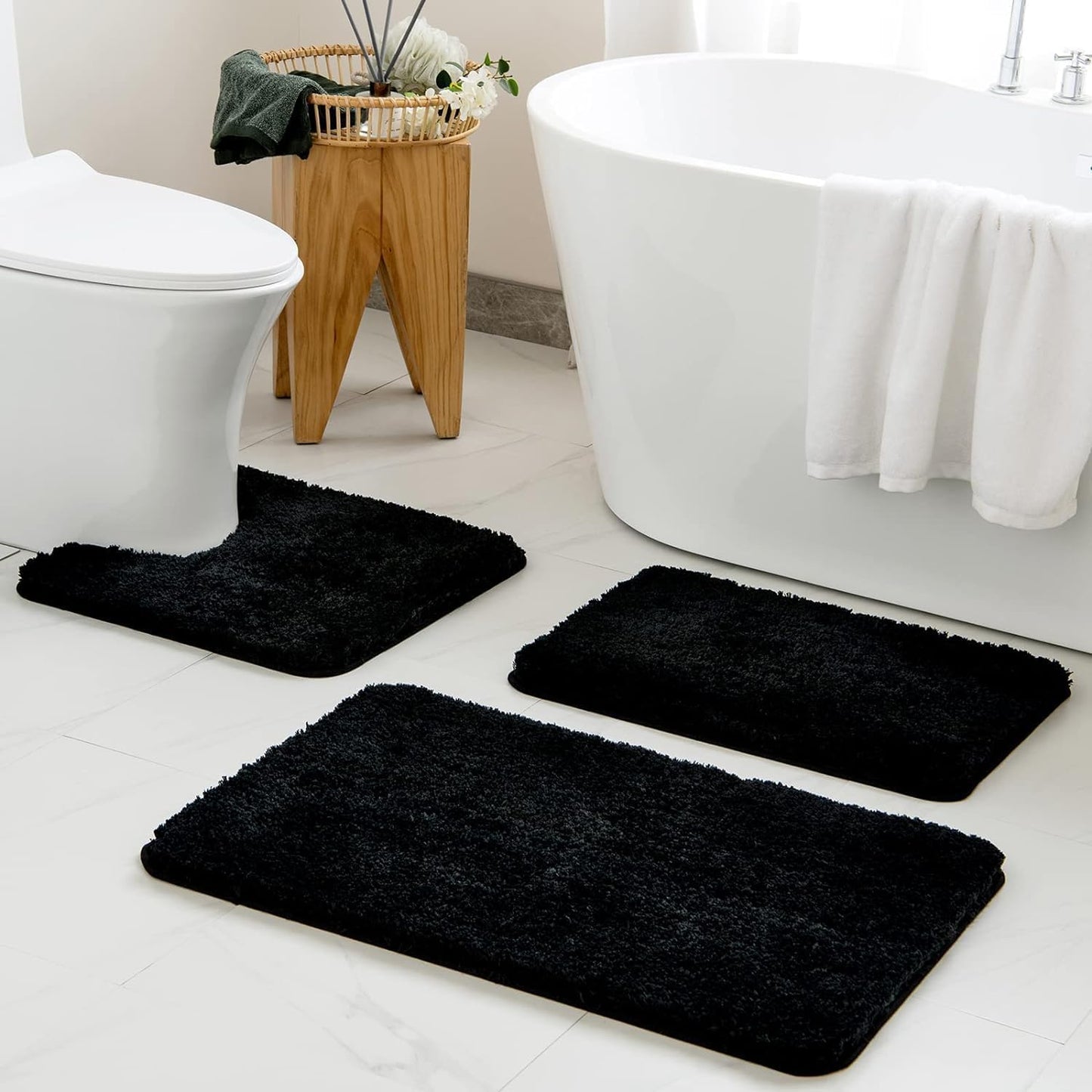MIULEE 3 Pieces Bathroom Rugs and mats Sets Extra Thick Non Slip Microfiber Bath Mats and U-Shaped Contour Toilet Rug for Bath Room Floor Restroom,20"x30"+16"x24"+20"x20", Teal