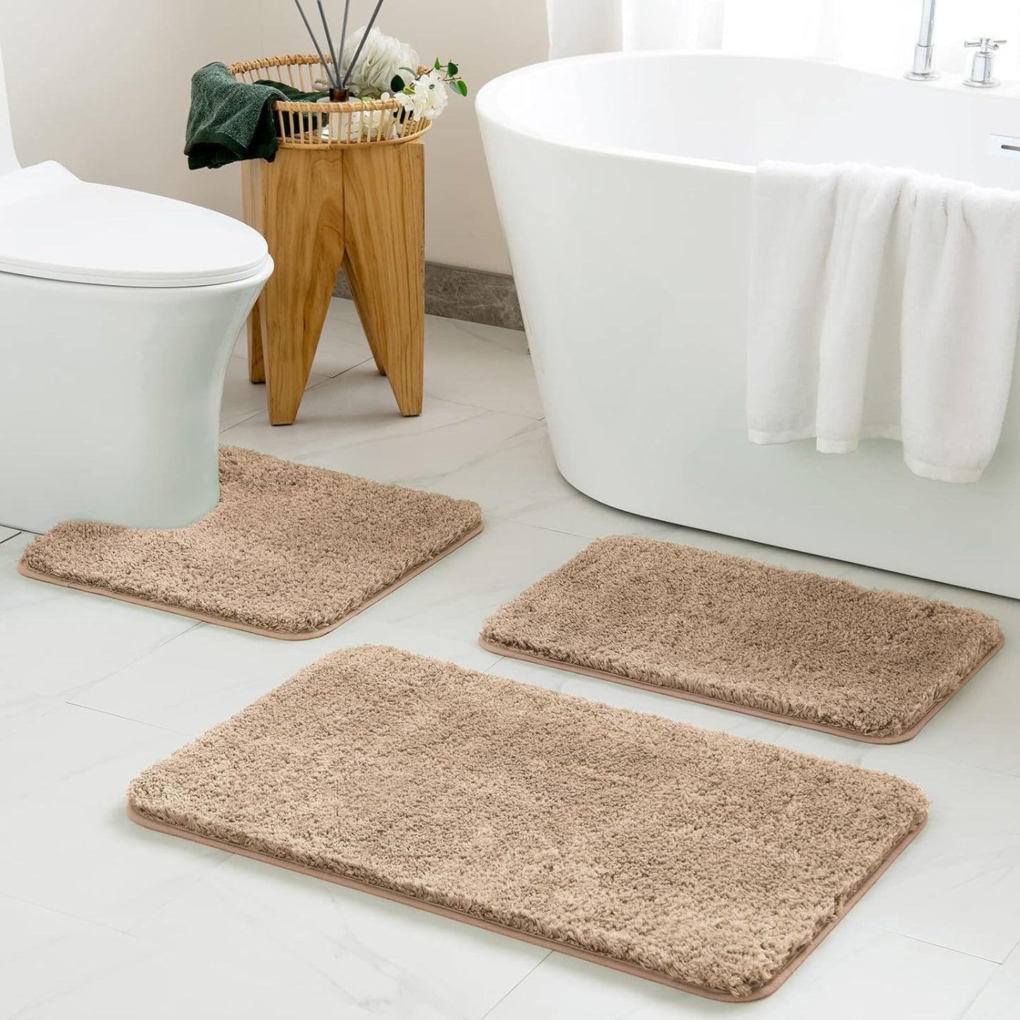 MIULEE 3 Pieces Bathroom Rugs and mats Sets Extra Thick Non Slip Microfiber Bath Mats and U-Shaped Contour Toilet Rug for Bath Room Floor Restroom,20"x30"+16"x24"+20"x20", Teal