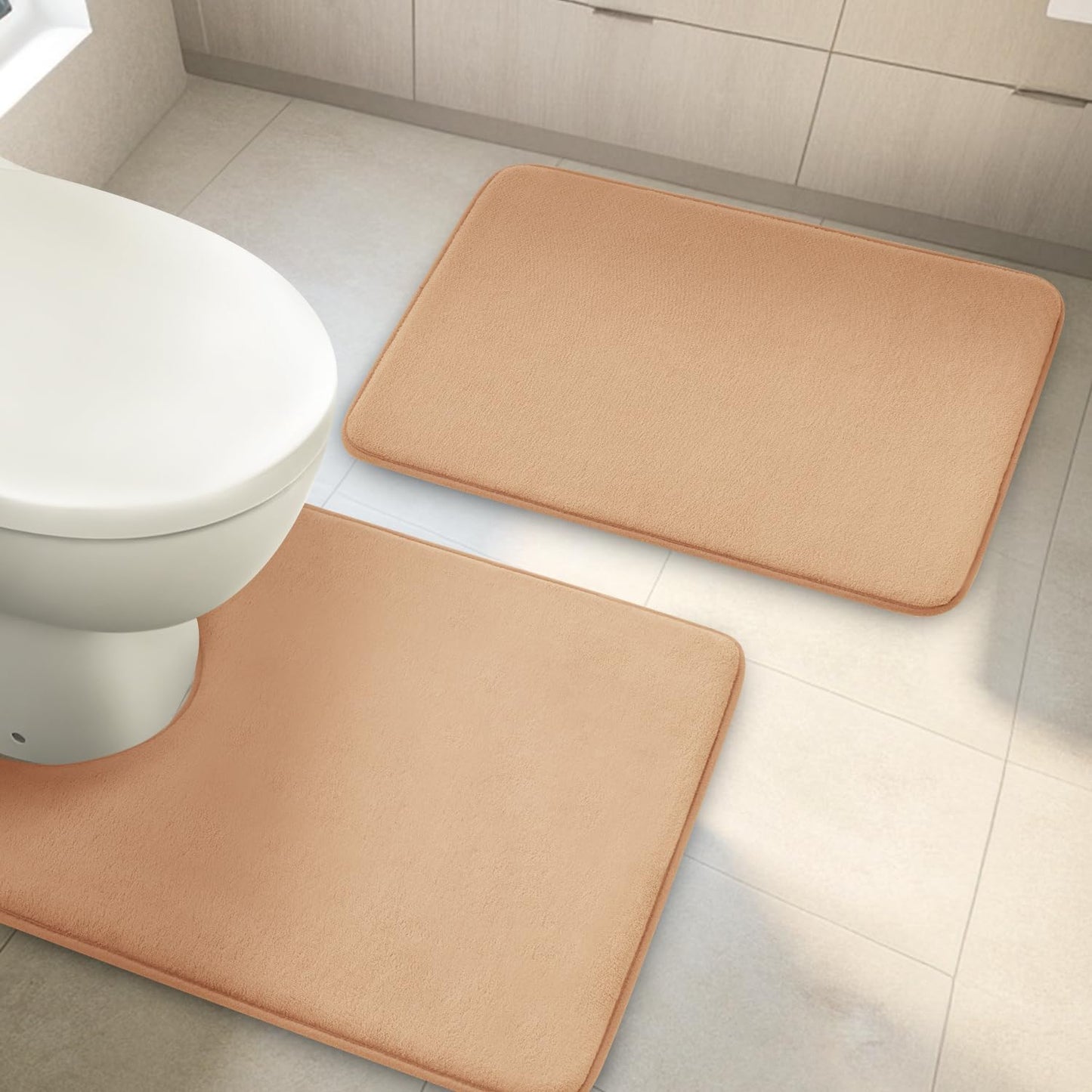 YIHOUSE Bathroom Rug Set 5 Piece, Memory Foam Bath Mat Set, Super Absorbent Bath Mats for Floor - Non-Slip & Washable Bathroom Rugs - Dry Quickly Bath Rugs, Dark Blue