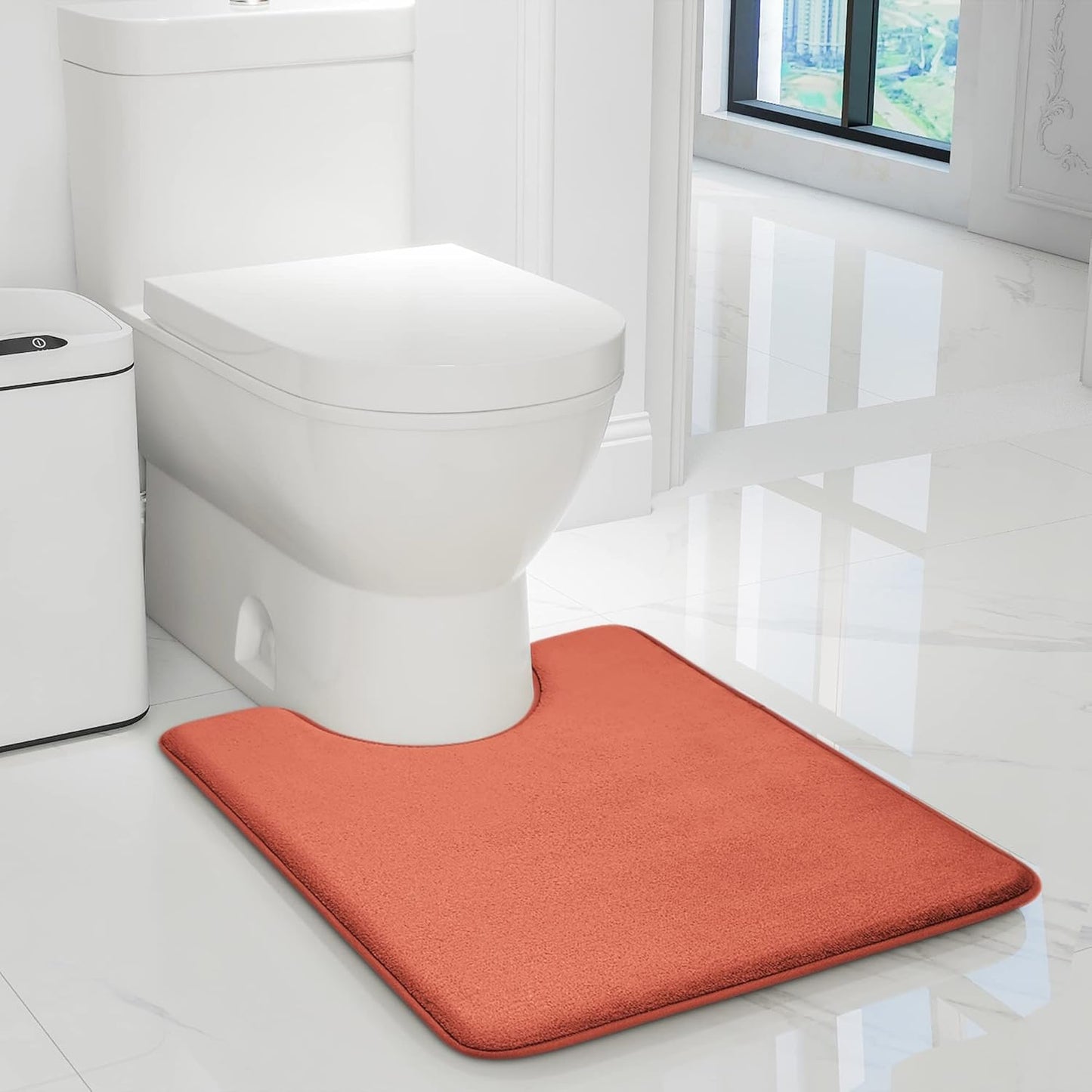 YIHOUSE Bathroom Rug Set 5 Piece, Memory Foam Bath Mat Set, Super Absorbent Bath Mats for Floor - Non-Slip & Washable Bathroom Rugs - Dry Quickly Bath Rugs, Dark Blue