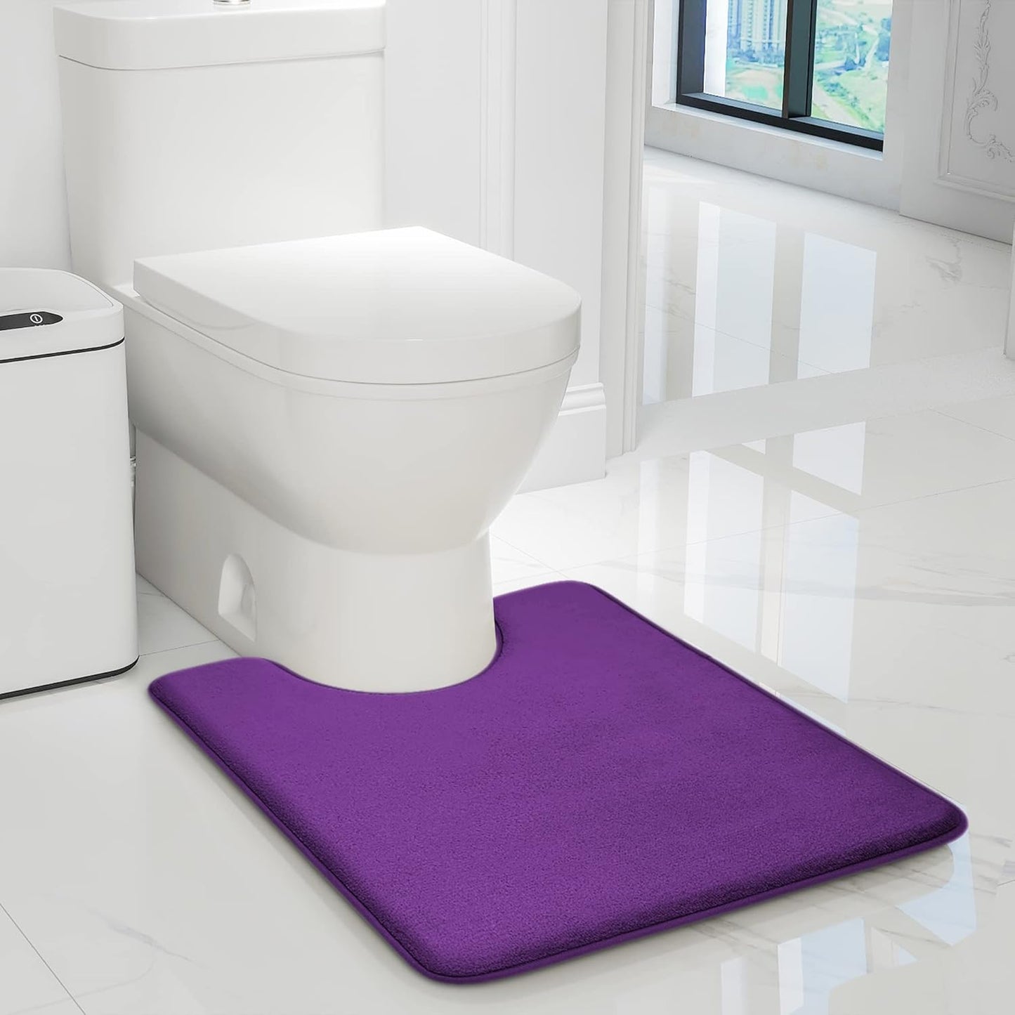YIHOUSE Bathroom Rug Set 5 Piece, Memory Foam Bath Mat Set, Super Absorbent Bath Mats for Floor - Non-Slip & Washable Bathroom Rugs - Dry Quickly Bath Rugs, Dark Blue