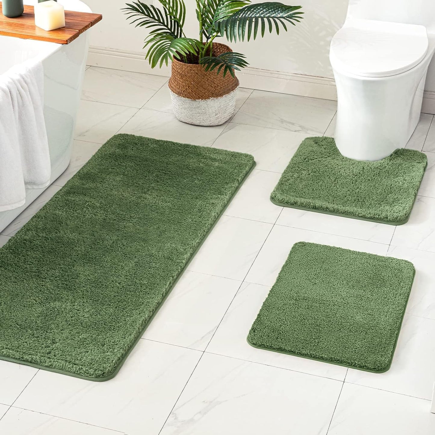 MIULEE 3 Pieces Bathroom Rugs and mats Sets Extra Thick Non Slip Microfiber Bath Mats and U-Shaped Contour Toilet Rug for Bath Room Floor Restroom,20"x30"+16"x24"+20"x20", Teal