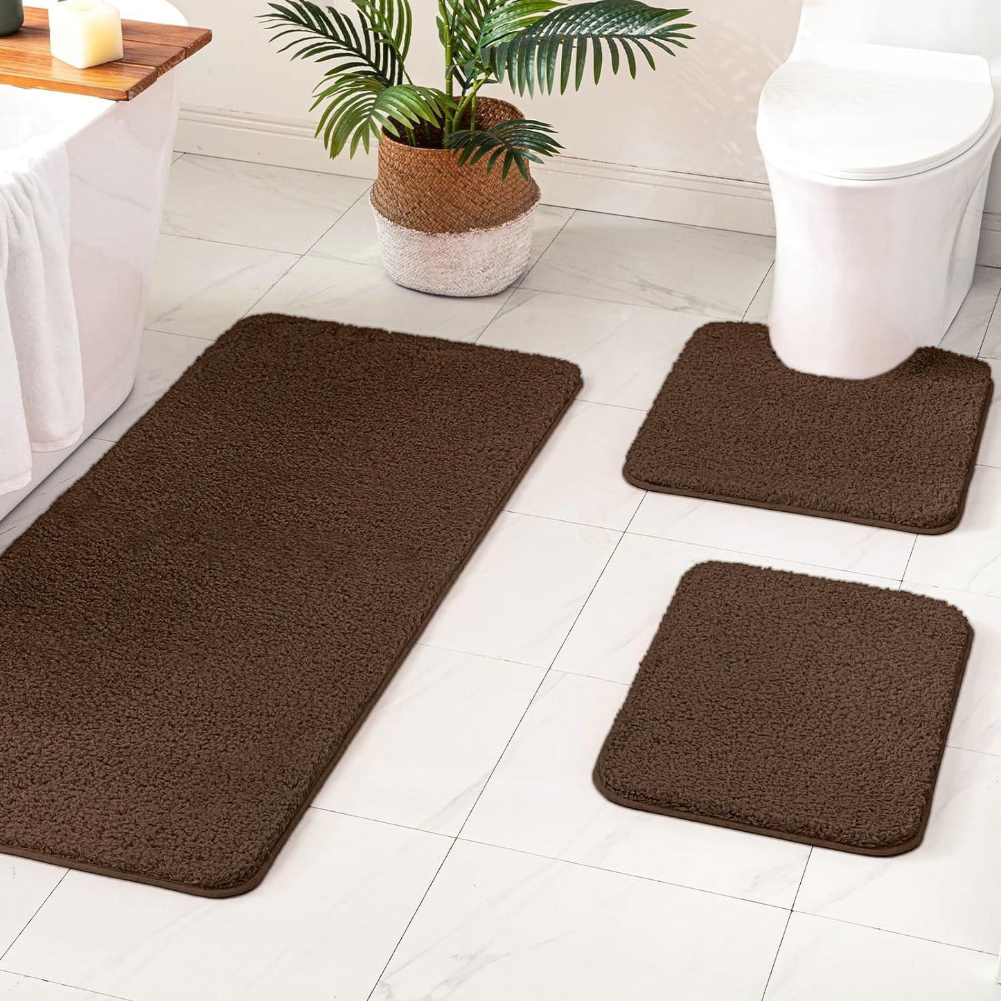 MIULEE 3 Pieces Bathroom Rugs and mats Sets Extra Thick Non Slip Microfiber Bath Mats and U-Shaped Contour Toilet Rug for Bath Room Floor Restroom,20"x30"+16"x24"+20"x20", Teal