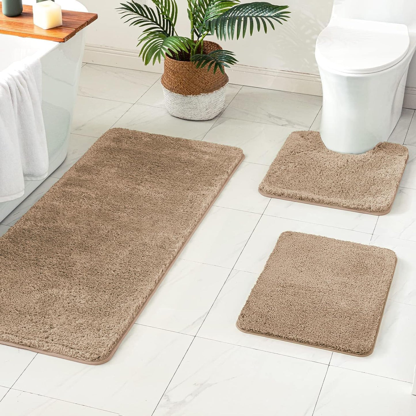 MIULEE 3 Pieces Bathroom Rugs and mats Sets Extra Thick Non Slip Microfiber Bath Mats and U-Shaped Contour Toilet Rug for Bath Room Floor Restroom,20"x30"+16"x24"+20"x20", Teal