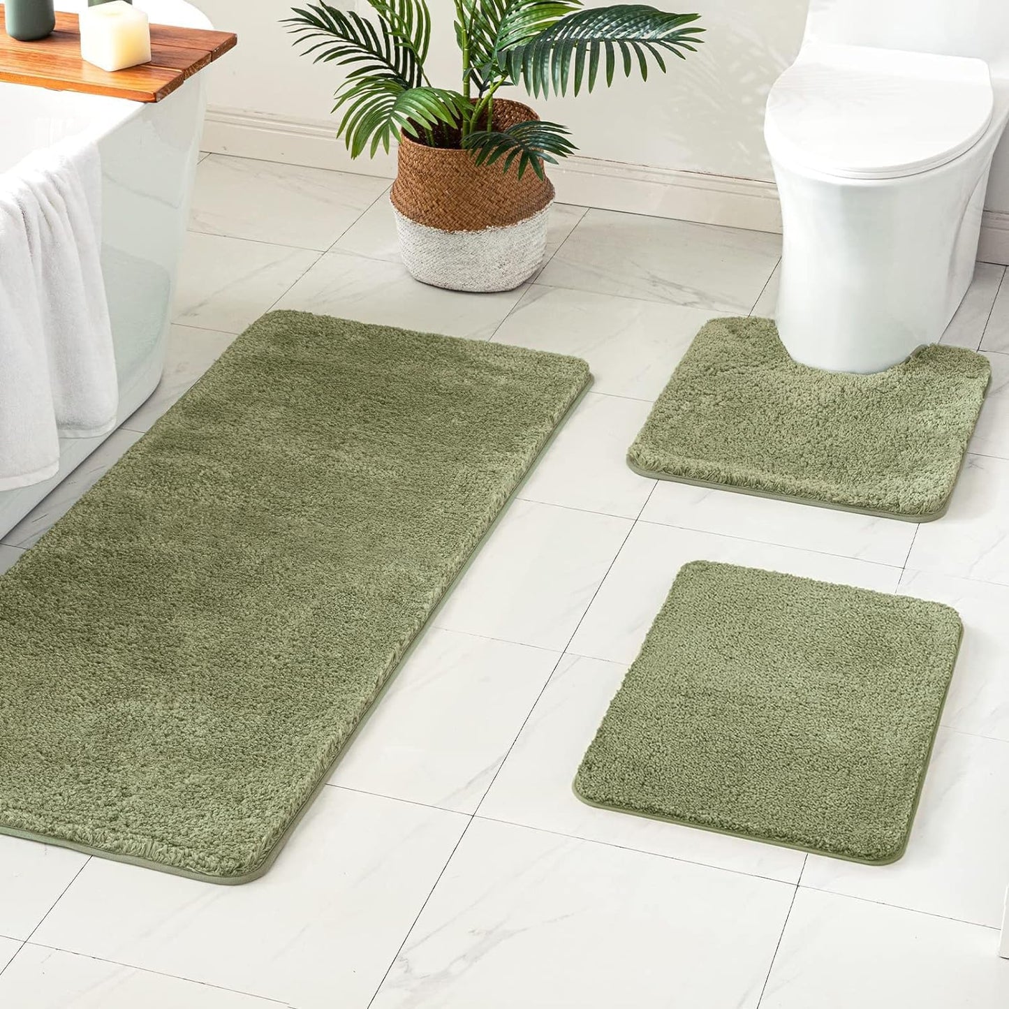 MIULEE 3 Pieces Bathroom Rugs and mats Sets Extra Thick Non Slip Microfiber Bath Mats and U-Shaped Contour Toilet Rug for Bath Room Floor Restroom,20"x30"+16"x24"+20"x20", Teal
