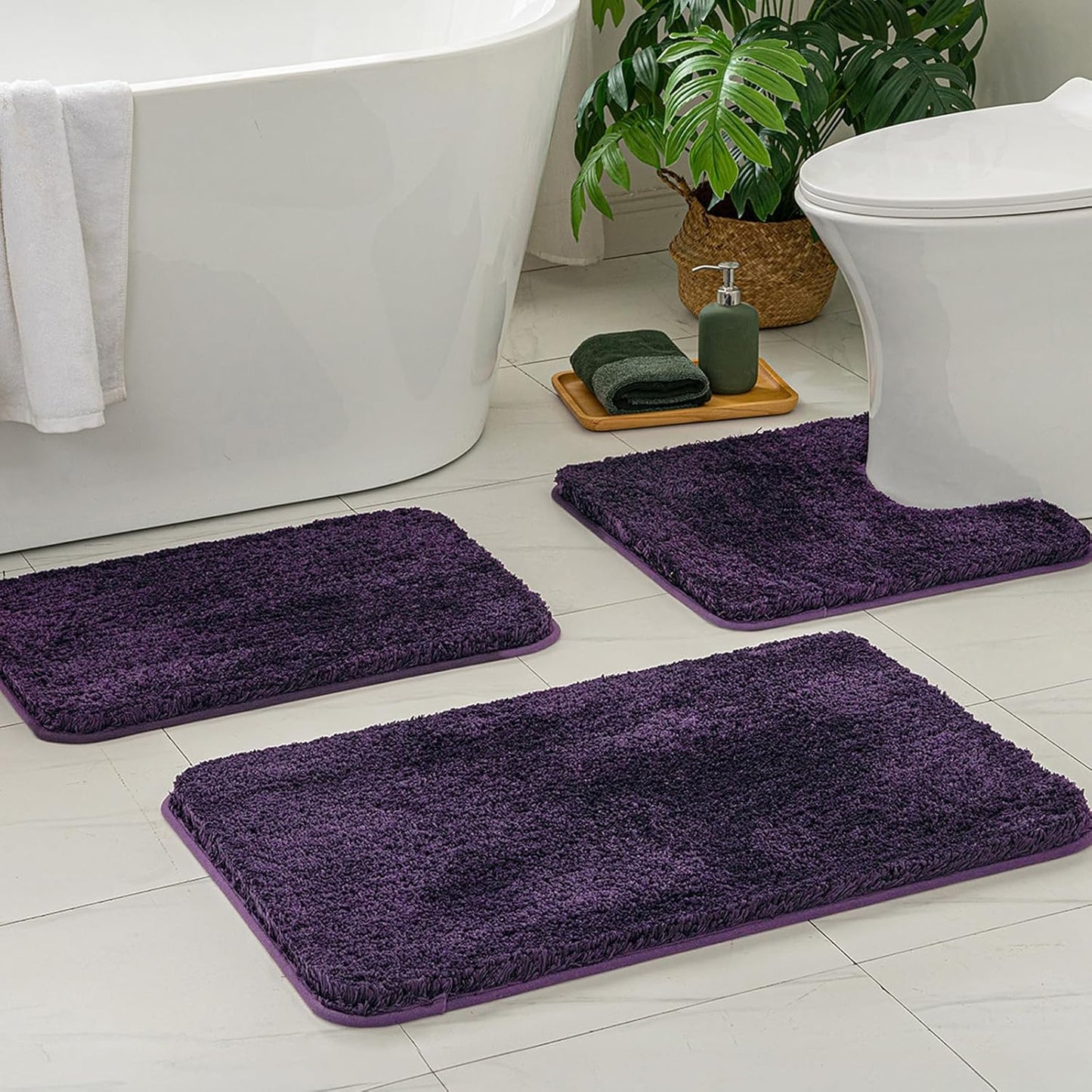 MIULEE 3 Pieces Bathroom Rugs and mats Sets Extra Thick Non Slip Microfiber Bath Mats and U-Shaped Contour Toilet Rug for Bath Room Floor Restroom,20"x30"+16"x24"+20"x20", Teal