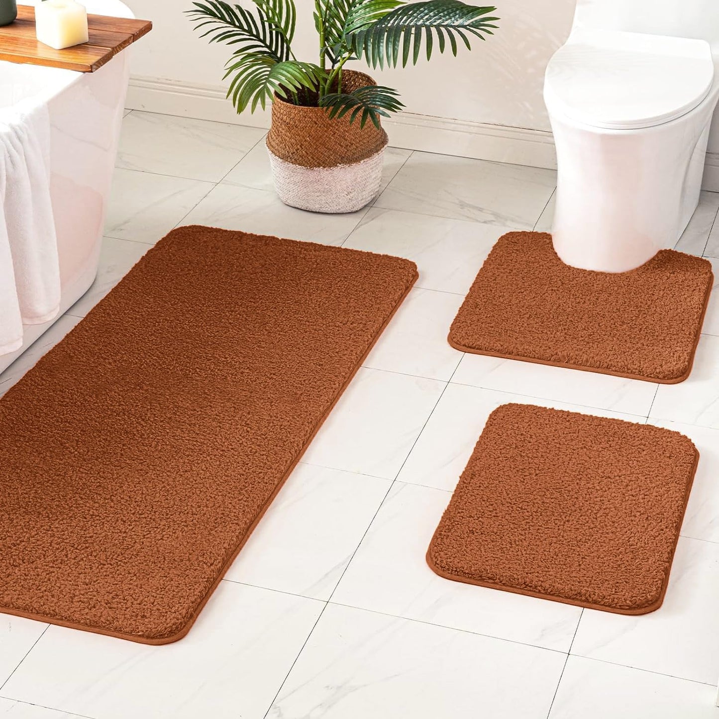 MIULEE 3 Pieces Bathroom Rugs and mats Sets Extra Thick Non Slip Microfiber Bath Mats and U-Shaped Contour Toilet Rug for Bath Room Floor Restroom,20"x30"+16"x24"+20"x20", Teal