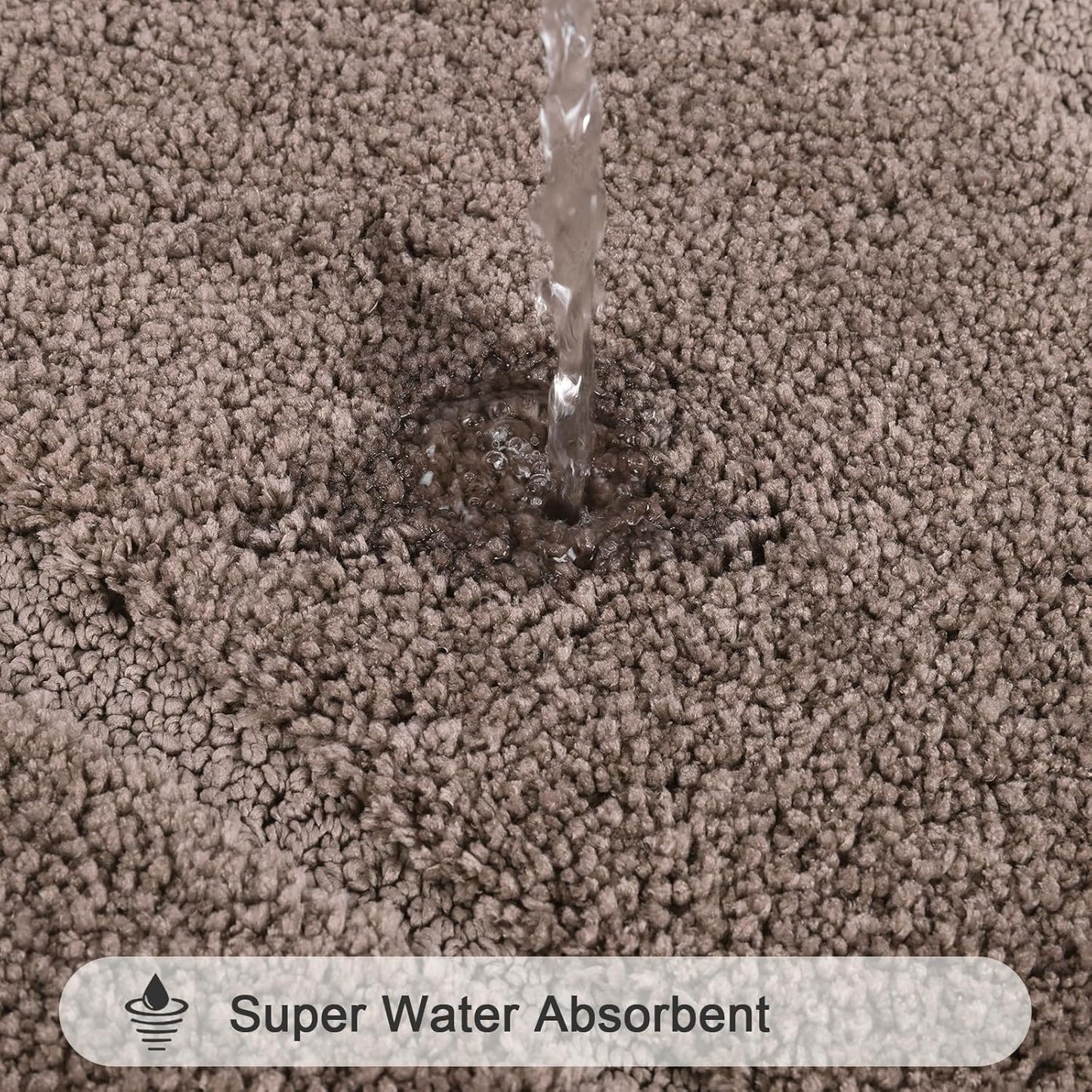 HEBE Bathroom Rugs Sets 5 Piece, Soft Absorbent Microfiber Bath Mat for Bathroom, Non Slip Washable Bath Rug Set with Toilet Cover, Bath Runner and U-Shaped Contour Toilet Rug, Coffee
