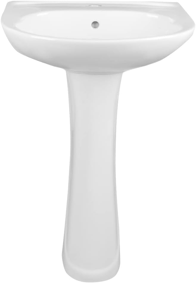DeerValley DV-1P525 Ally 20" X 17" Modern U-Shape White Ceramic Pedestal Bathroom Sink With Overflow