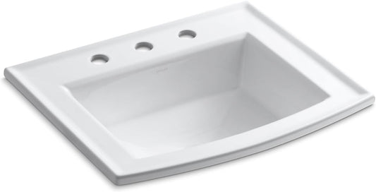 KOHLER Archer Drop-in bathroom sink with 8" widespread faucet holes, White