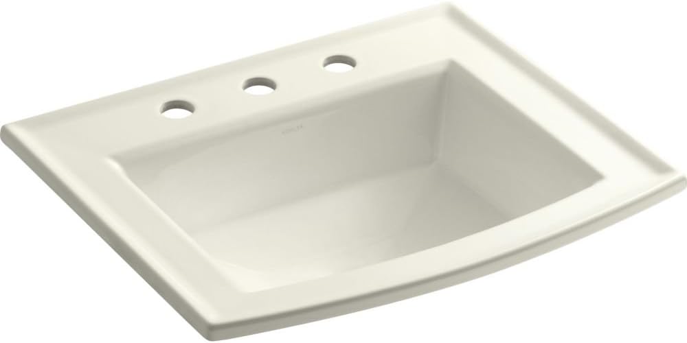 KOHLER Archer Drop-in bathroom sink with 8" widespread faucet holes, White