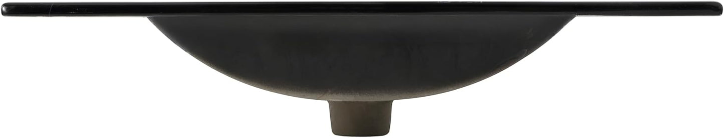 JONATHAN Y SNK1002D Ancillary 3-Hole 30 in. W x 18.25 in. D Classic Contemporary Rectangular Ceramic Single Sink Basin Vanity Top, Black Marble Effect
