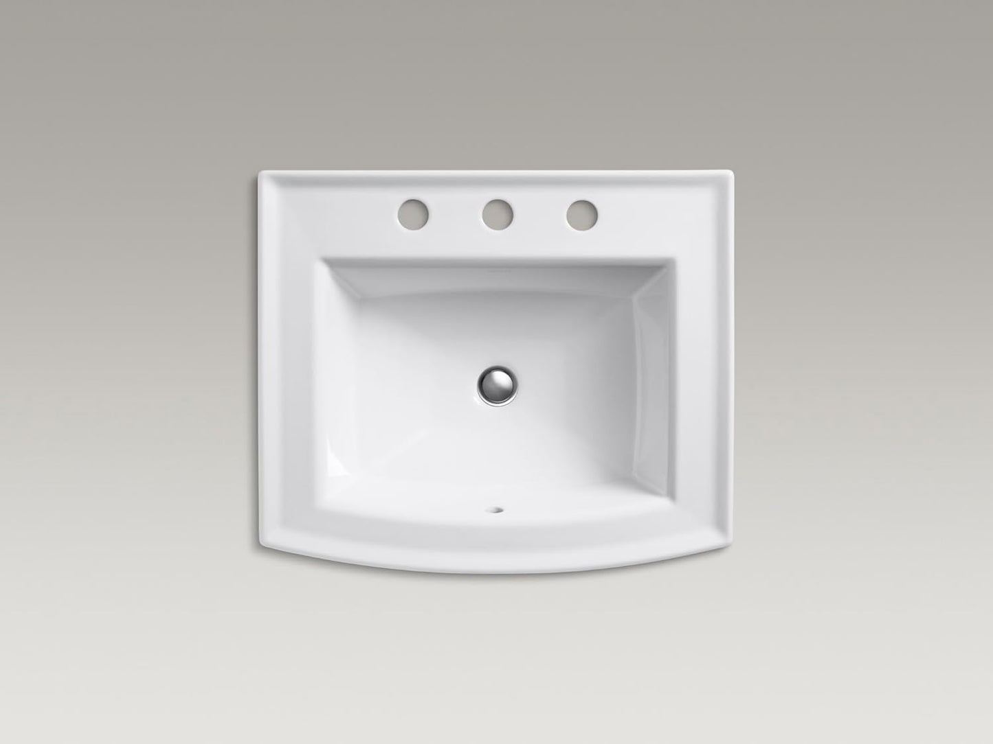 KOHLER Archer Drop-in bathroom sink with 8" widespread faucet holes, White