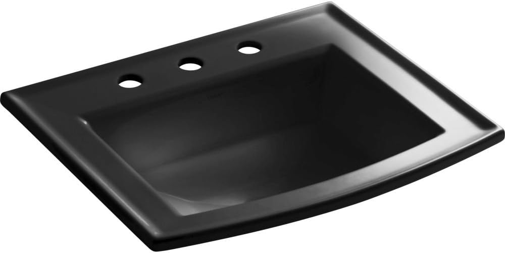 KOHLER Archer Drop-in bathroom sink with 8" widespread faucet holes, White