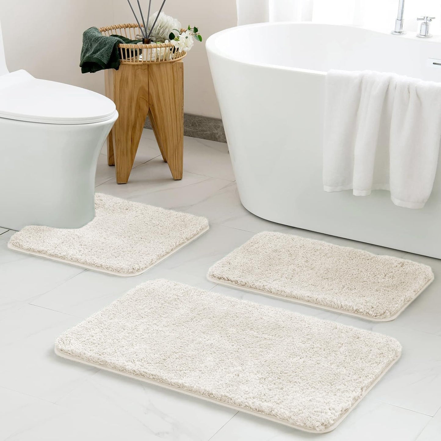 MIULEE 3 Pieces Bathroom Rugs and mats Sets Extra Thick Non Slip Microfiber Bath Mats and U-Shaped Contour Toilet Rug for Bath Room Floor Restroom,20"x30"+16"x24"+20"x20", Teal