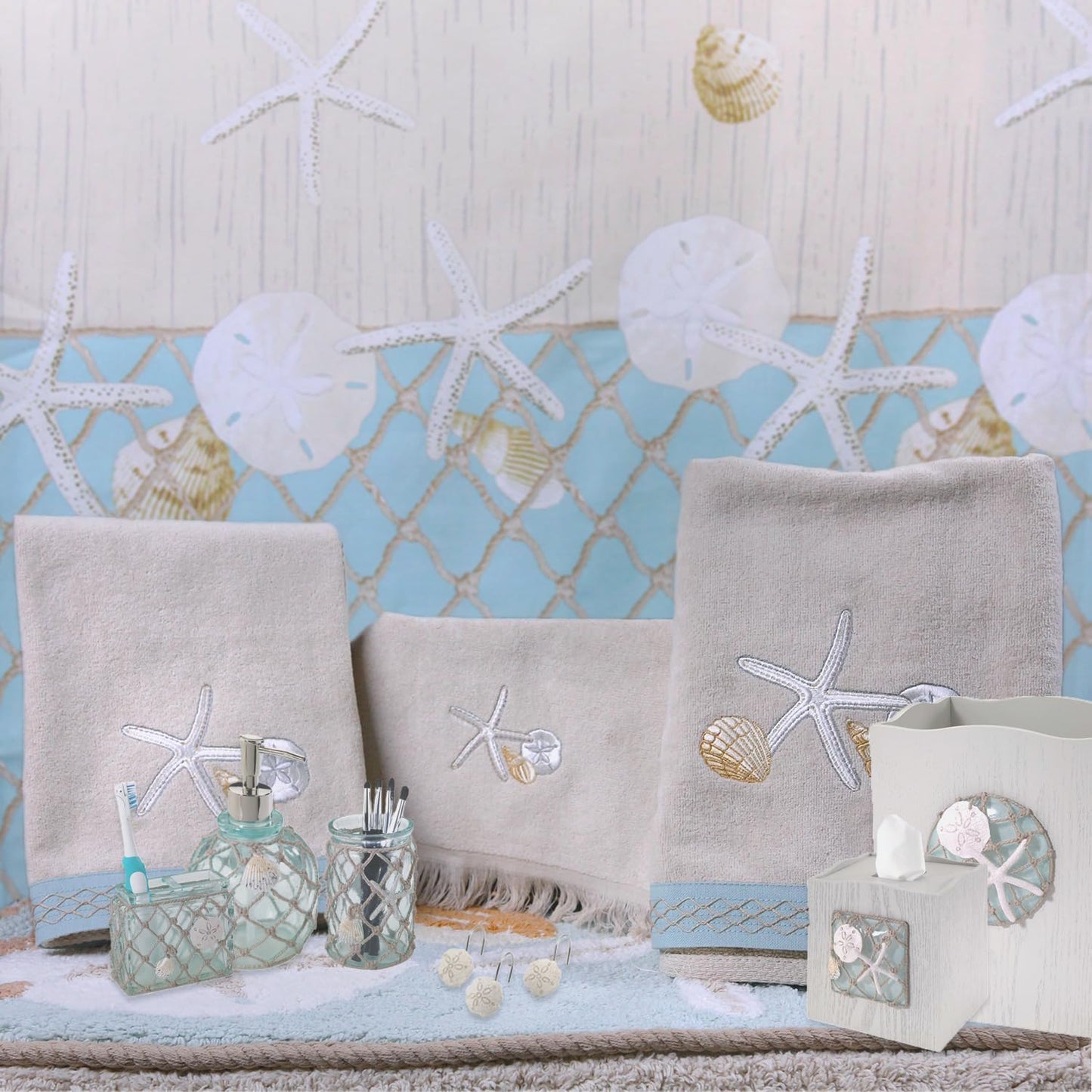 Avanti Linens - Bathroom Rug, Soft & Absorbent Bath Mat, Beach Inspired Bathroom Accessories (Seaglass Collection, 24" x 60")