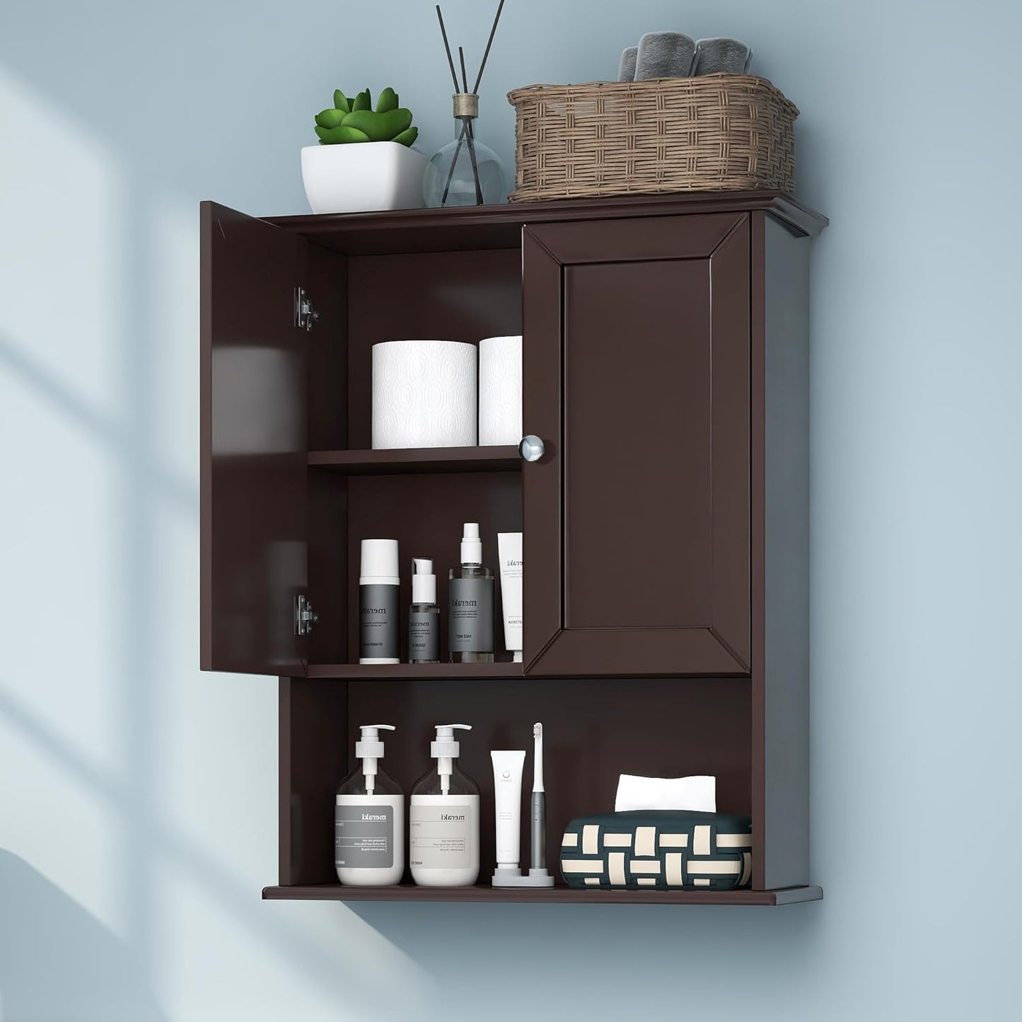 White Bathroom Wall Cabinet Over The Toilet Storage Cabinet, 24x30 Inch Wood Medicine Cabinets Wall Mounted Bathroom Cabinet with Doors for Laundry Room, Bedroom Kitchen
