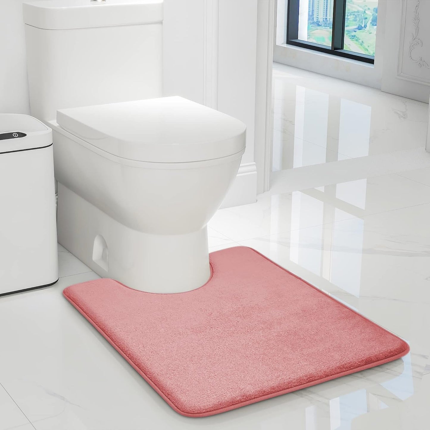 YIHOUSE Bathroom Rug Set 5 Piece, Memory Foam Bath Mat Set, Super Absorbent Bath Mats for Floor - Non-Slip & Washable Bathroom Rugs - Dry Quickly Bath Rugs, Dark Blue