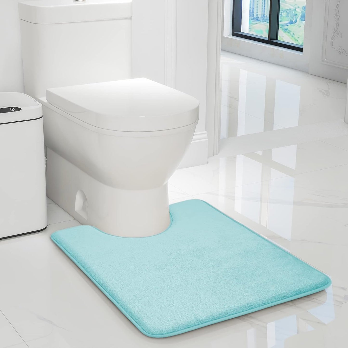 YIHOUSE Bathroom Rug Set 5 Piece, Memory Foam Bath Mat Set, Super Absorbent Bath Mats for Floor - Non-Slip & Washable Bathroom Rugs - Dry Quickly Bath Rugs, Dark Blue