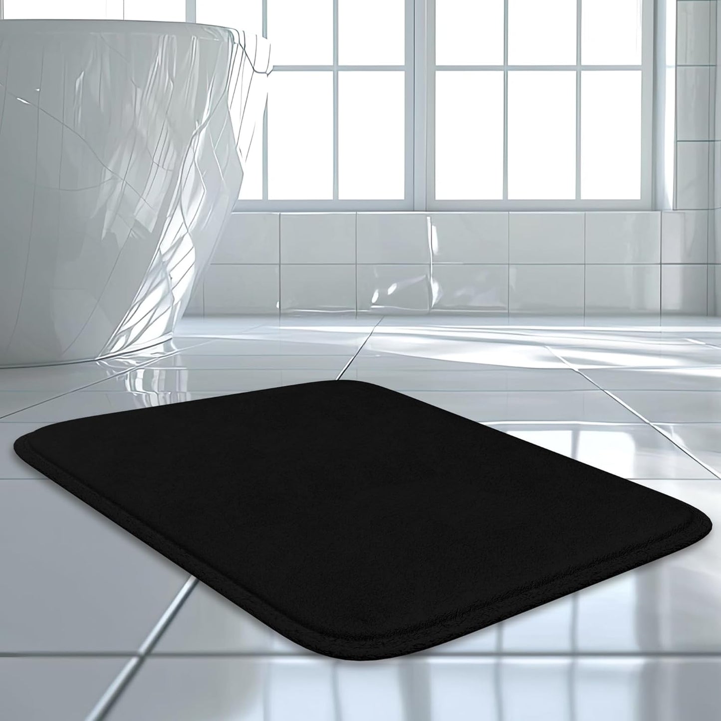 5-Piece Bathroom Rug Set - Memory Foam, Non-Slip, Machine Washable, Quick-Drying, Aqua Teal