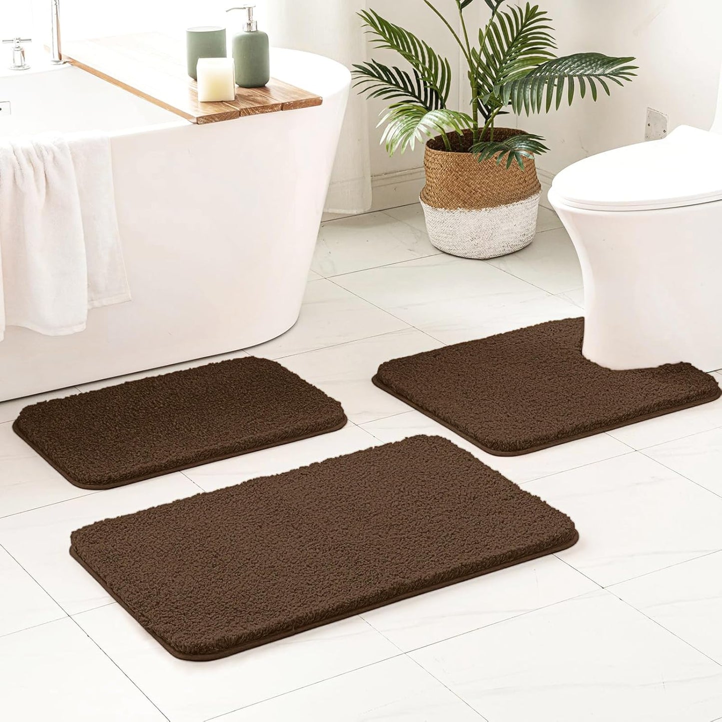 MIULEE 3 Pieces Bathroom Rugs and mats Sets Extra Thick Non Slip Microfiber Bath Mats and U-Shaped Contour Toilet Rug for Bath Room Floor Restroom,20"x30"+16"x24"+20"x20", Teal