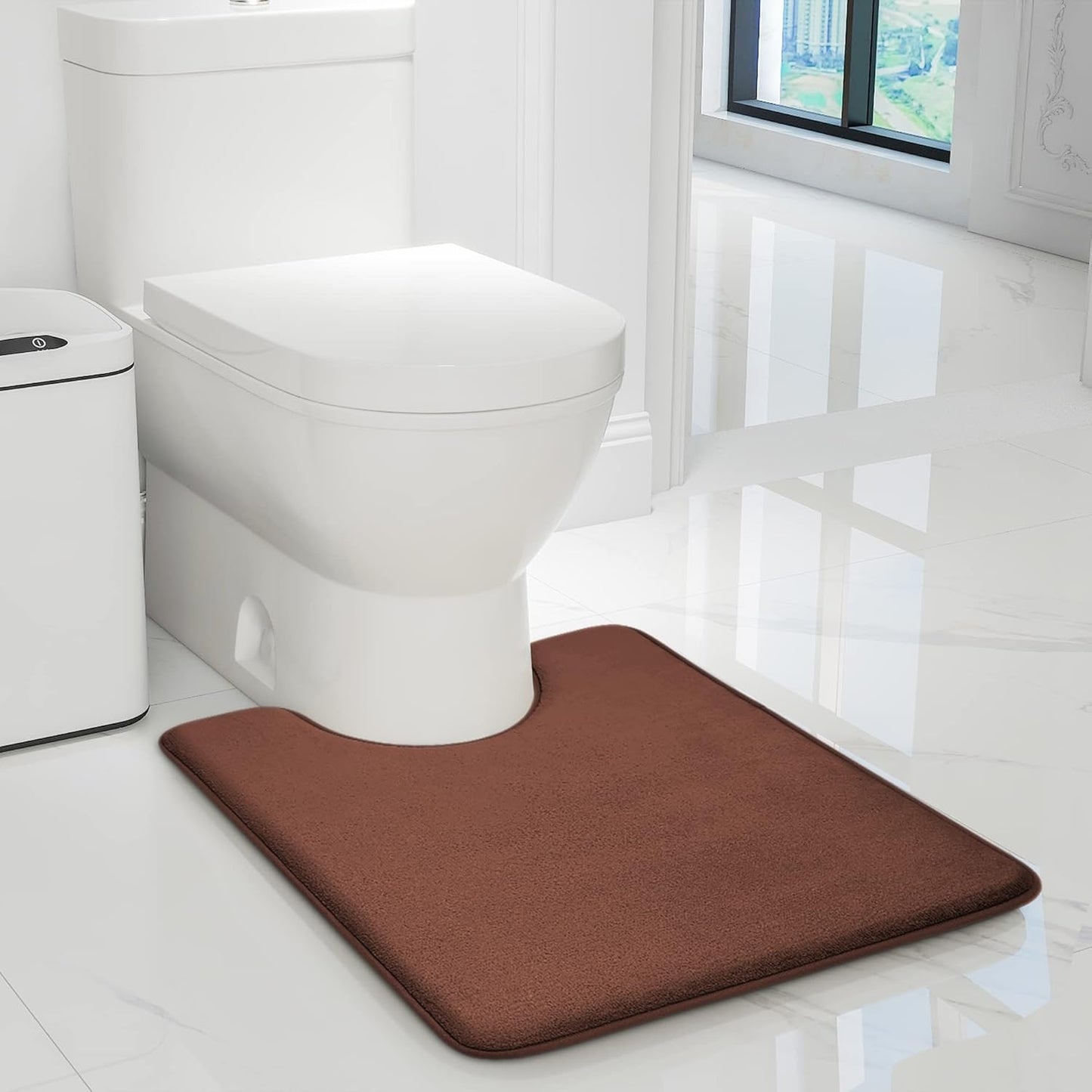 YIHOUSE Bathroom Rug Set 5 Piece, Memory Foam Bath Mat Set, Super Absorbent Bath Mats for Floor - Non-Slip & Washable Bathroom Rugs - Dry Quickly Bath Rugs, Dark Blue