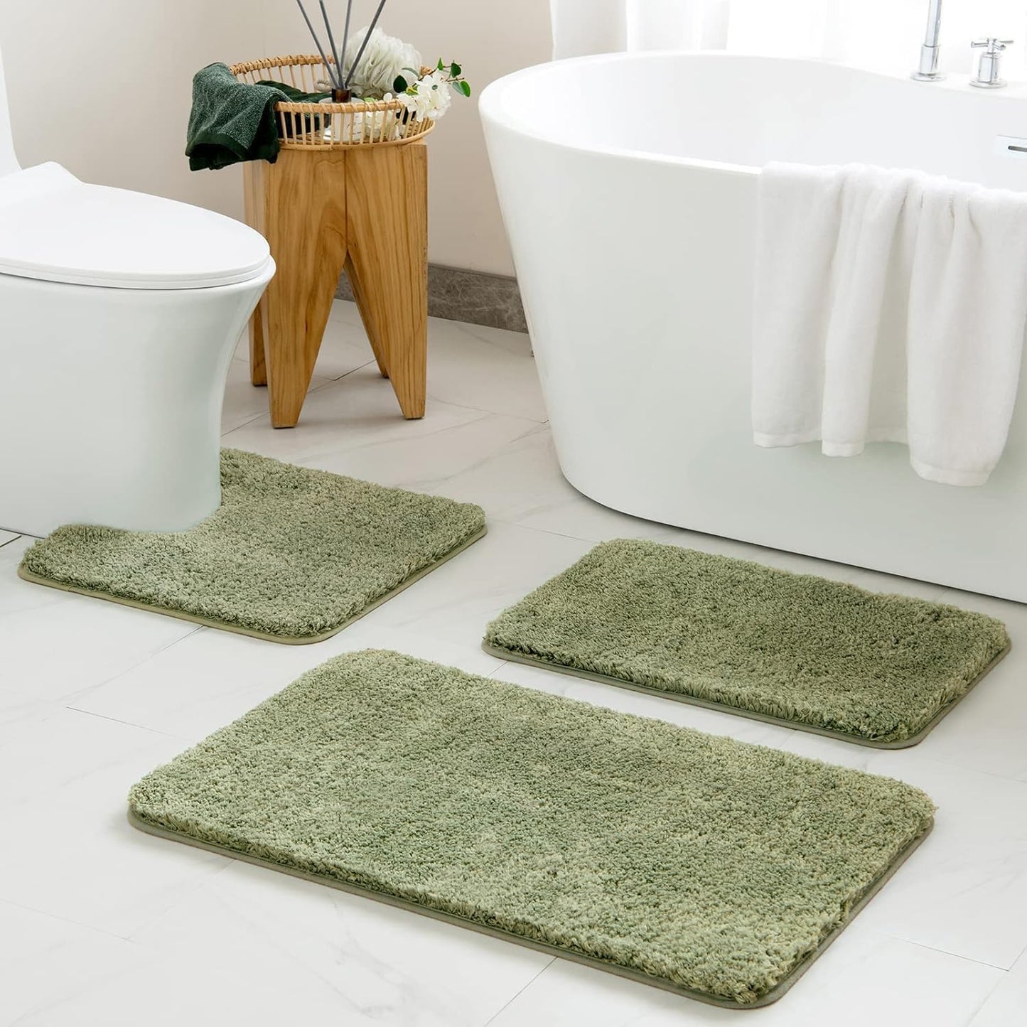 MIULEE 3 Pieces Bathroom Rugs and mats Sets Extra Thick Non Slip Microfiber Bath Mats and U-Shaped Contour Toilet Rug for Bath Room Floor Restroom,20"x30"+16"x24"+20"x20", Teal