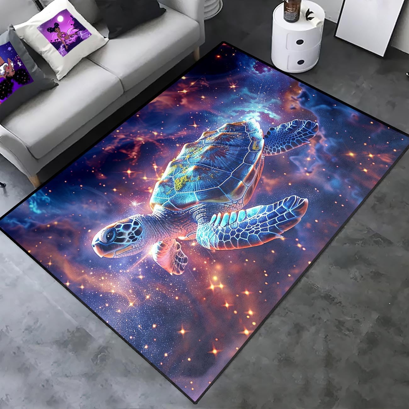 Sea Turtle Rug - Ocean Animal Theme Area Rug Blue Turtle Coral Printted Carpet Sea Animal Underwater Carpet Sea Turtle Mat for Kids Bedroom Living Room Decor,3'×5'
