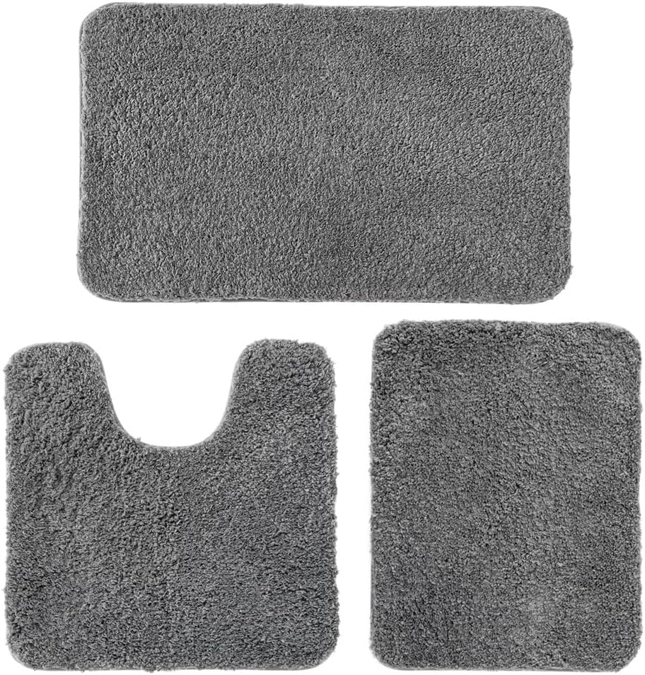 MIULEE 3 Pieces Bathroom Rugs and mats Sets Extra Thick Non Slip Microfiber Bath Mats and U-Shaped Contour Toilet Rug for Bath Room Floor Restroom,20"x30"+16"x24"+20"x20", Teal
