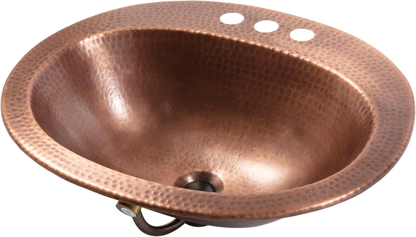 Seville 20" Drop-In Bathroom Sink and Care Kit, Antique Copper