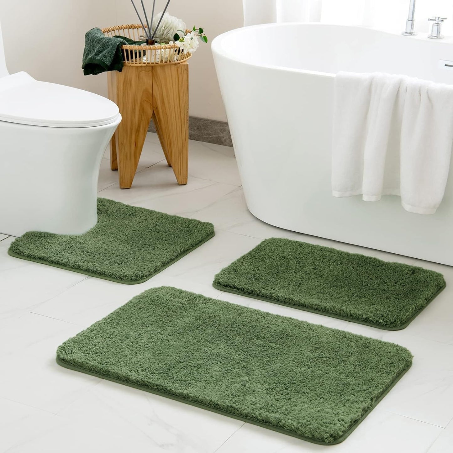 MIULEE 3 Pieces Bathroom Rugs and mats Sets Extra Thick Non Slip Microfiber Bath Mats and U-Shaped Contour Toilet Rug for Bath Room Floor Restroom,20"x30"+16"x24"+20"x20", Teal