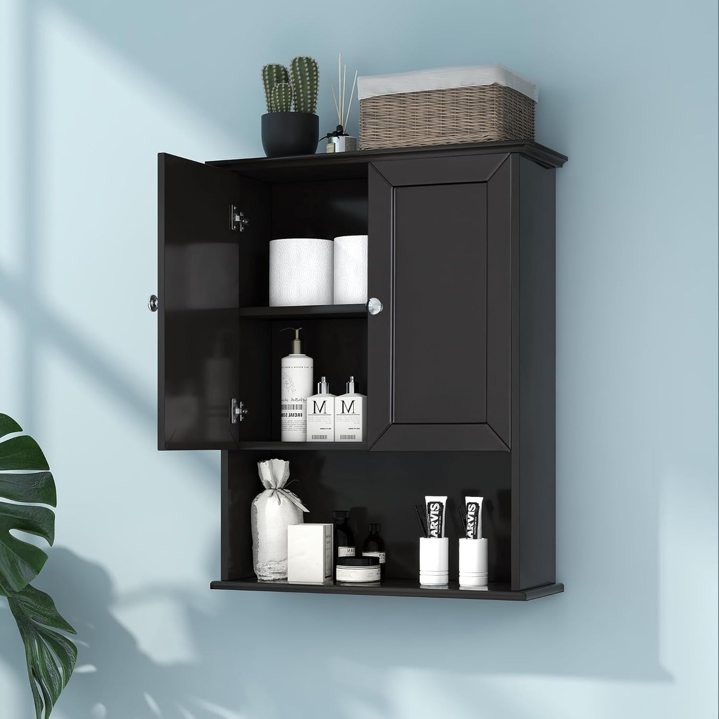 White Bathroom Wall Cabinet Over The Toilet Storage Cabinet, 24x30 Inch Wood Medicine Cabinets Wall Mounted Bathroom Cabinet with Doors for Laundry Room, Bedroom Kitchen