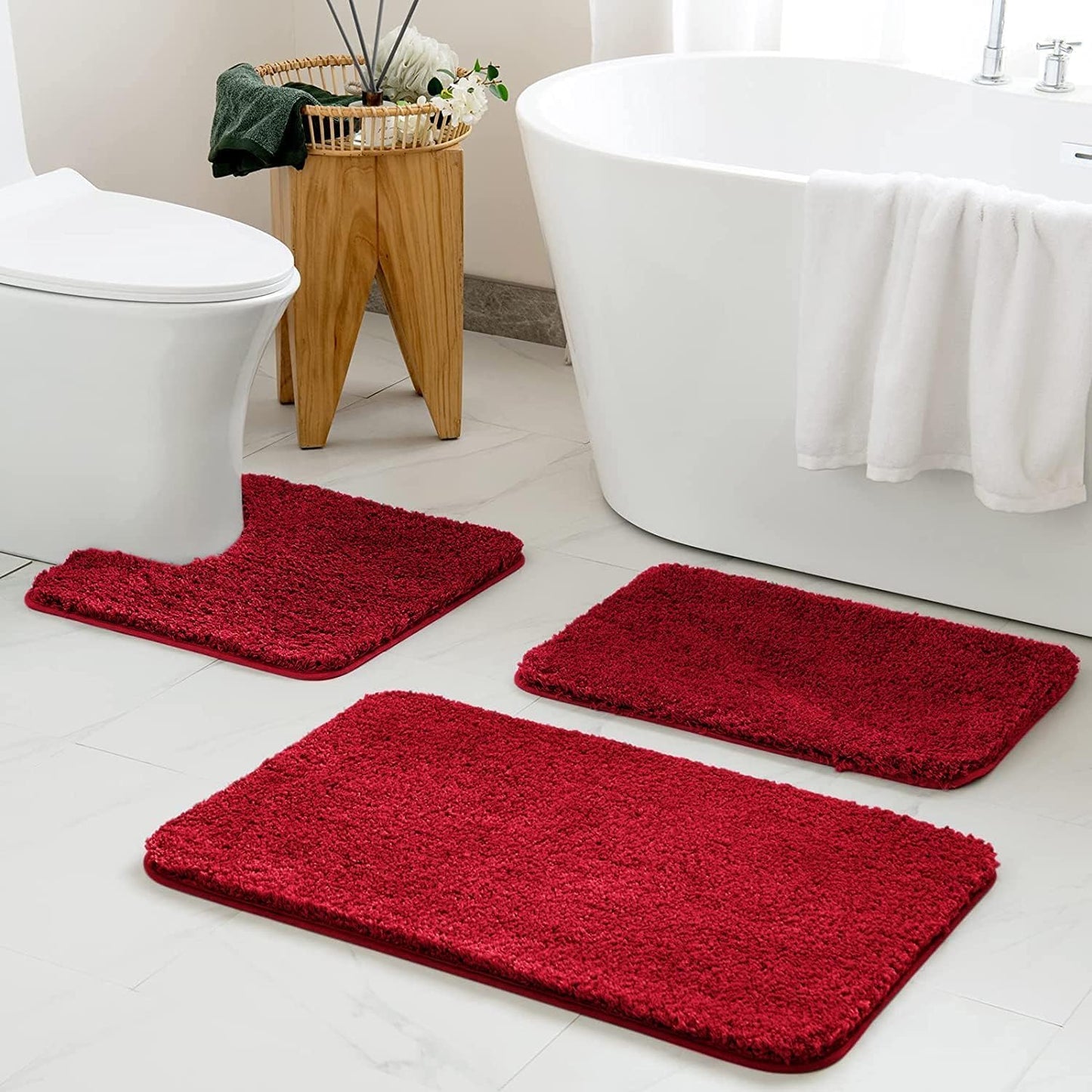 MIULEE 3 Pieces Bathroom Rugs and mats Sets Extra Thick Non Slip Microfiber Bath Mats and U-Shaped Contour Toilet Rug for Bath Room Floor Restroom,20"x30"+16"x24"+20"x20", Teal