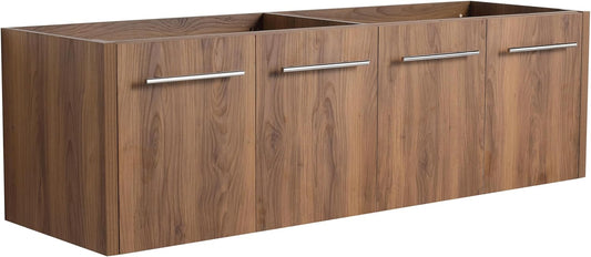60 Inch Bathroom Vanity Without Sink, 60" Floating Vanity Without Top, Modern Wall Mounted Cabinet for Large Space, Large Bathroom Storage Cabinet with 4 Soft-Closing Doors and Bar Handles