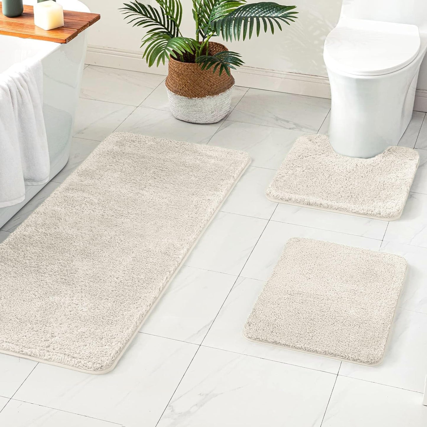 MIULEE 3 Pieces Bathroom Rugs and mats Sets Extra Thick Non Slip Microfiber Bath Mats and U-Shaped Contour Toilet Rug for Bath Room Floor Restroom,20"x30"+16"x24"+20"x20", Teal