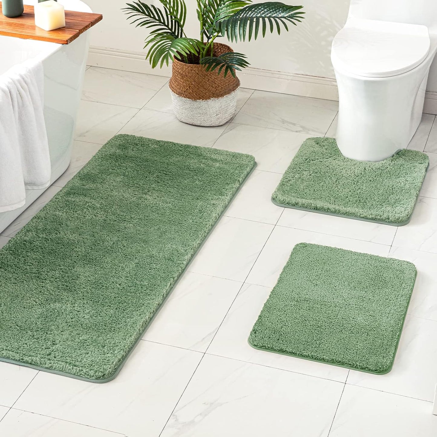 MIULEE 3 Pieces Bathroom Rugs and mats Sets Extra Thick Non Slip Microfiber Bath Mats and U-Shaped Contour Toilet Rug for Bath Room Floor Restroom,20"x30"+16"x24"+20"x20", Teal
