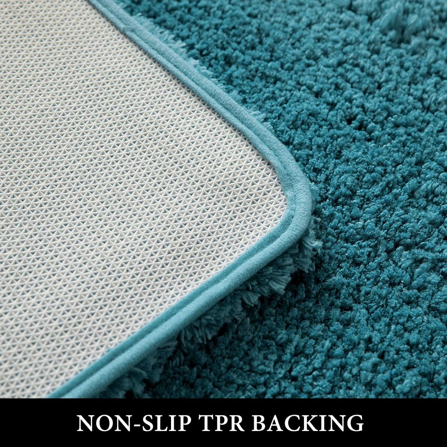 MIULEE 3 Pieces Bathroom Rugs and mats Sets Extra Thick Non Slip Microfiber Bath Mats and U-Shaped Contour Toilet Rug for Bath Room Floor Restroom,20"x30"+16"x24"+20"x20", Teal