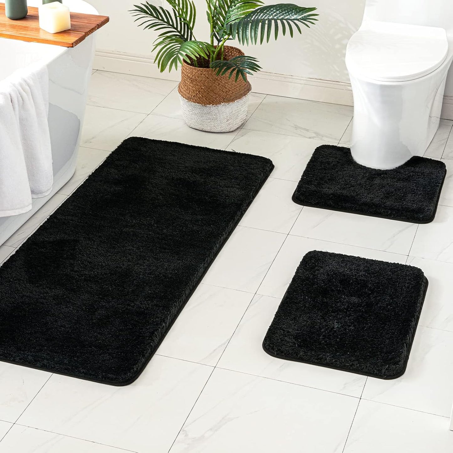 MIULEE 3 Pieces Bathroom Rugs and mats Sets Extra Thick Non Slip Microfiber Bath Mats and U-Shaped Contour Toilet Rug for Bath Room Floor Restroom,20"x30"+16"x24"+20"x20", Teal