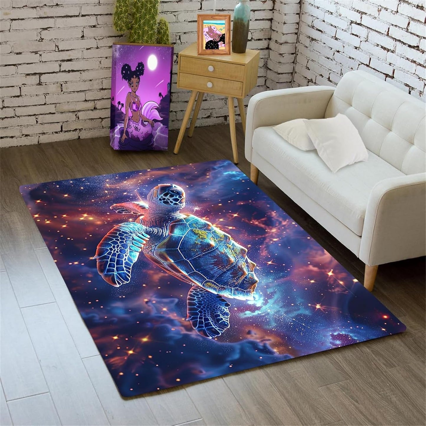 Sea Turtle Rug - Ocean Animal Theme Area Rug Blue Turtle Coral Printted Carpet Sea Animal Underwater Carpet Sea Turtle Mat for Kids Bedroom Living Room Decor,3'×5'