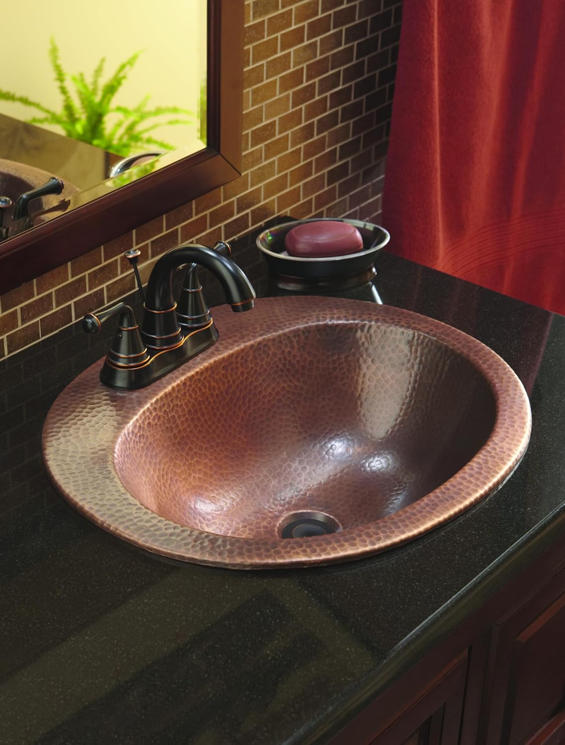 Seville 20" Drop-In Bathroom Sink and Care Kit, Antique Copper