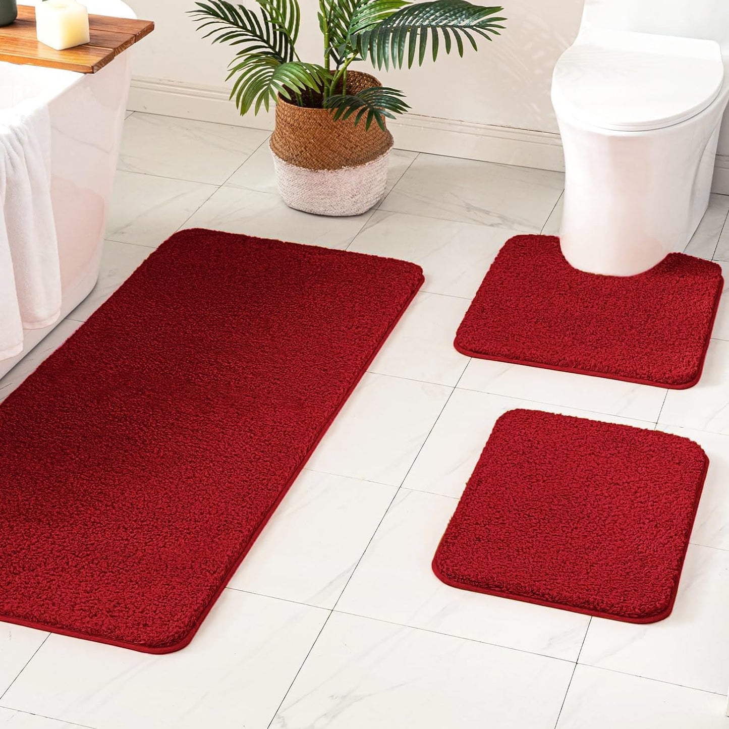MIULEE 3 Pieces Bathroom Rugs and mats Sets Extra Thick Non Slip Microfiber Bath Mats and U-Shaped Contour Toilet Rug for Bath Room Floor Restroom,20"x30"+16"x24"+20"x20", Teal