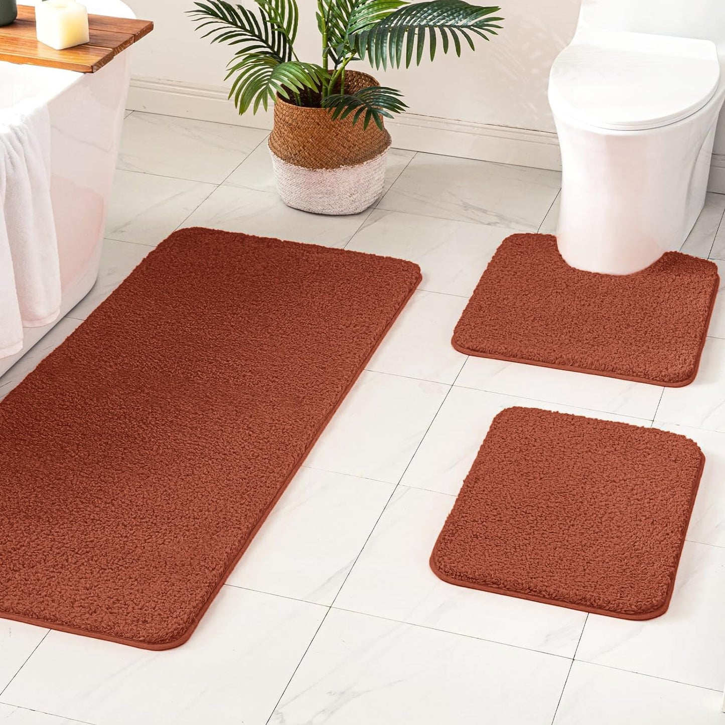 MIULEE 3 Pieces Bathroom Rugs and mats Sets Extra Thick Non Slip Microfiber Bath Mats and U-Shaped Contour Toilet Rug for Bath Room Floor Restroom,20"x30"+16"x24"+20"x20", Teal