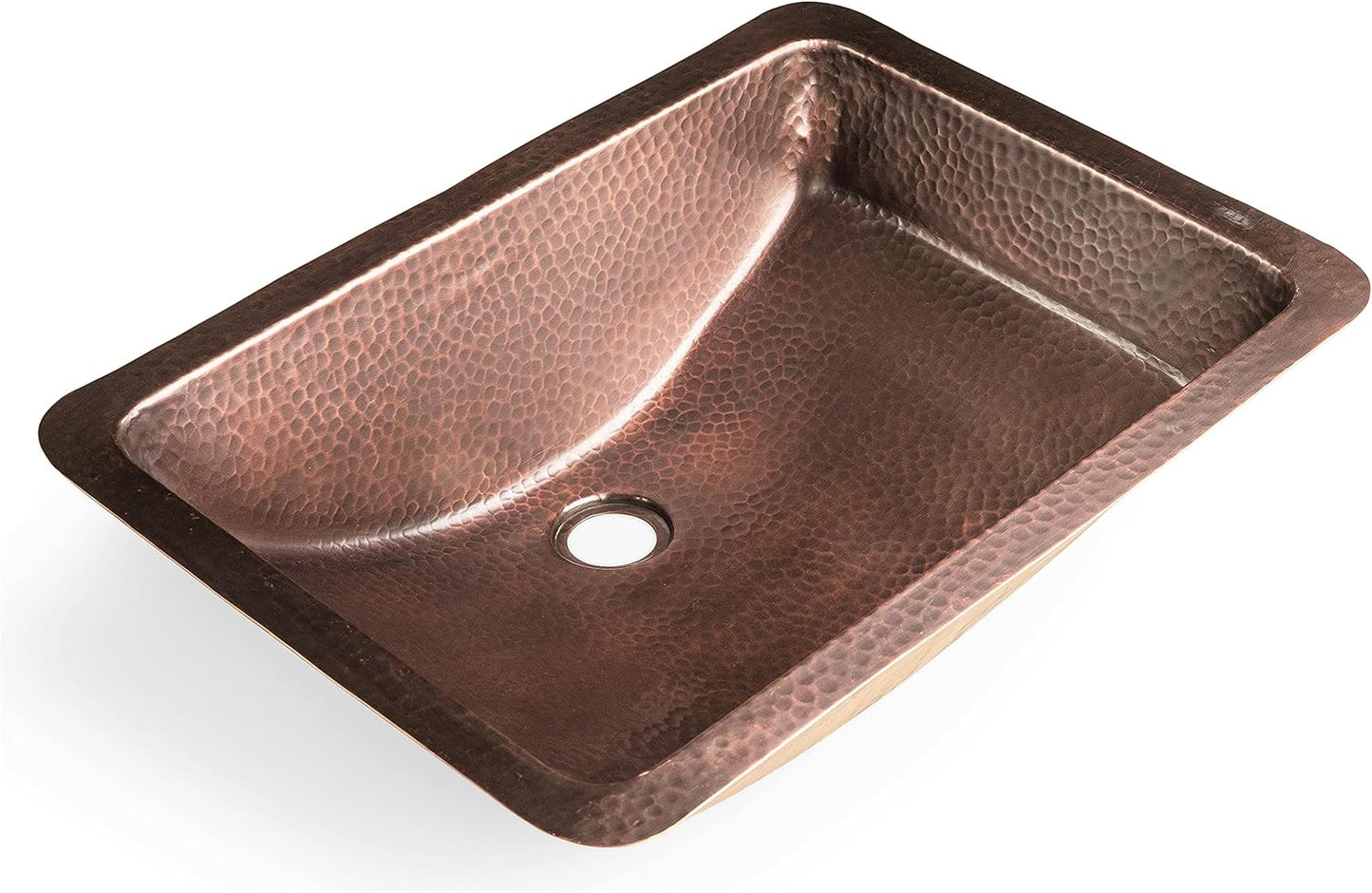 Monarch Abode 21-inch Hand Hammered Pure Copper Venetian Dual Mount Drop-in Bathroom Sink, Drop-in or Undermount Vanity Sink, Single Dual Mount Rectangular Bowl