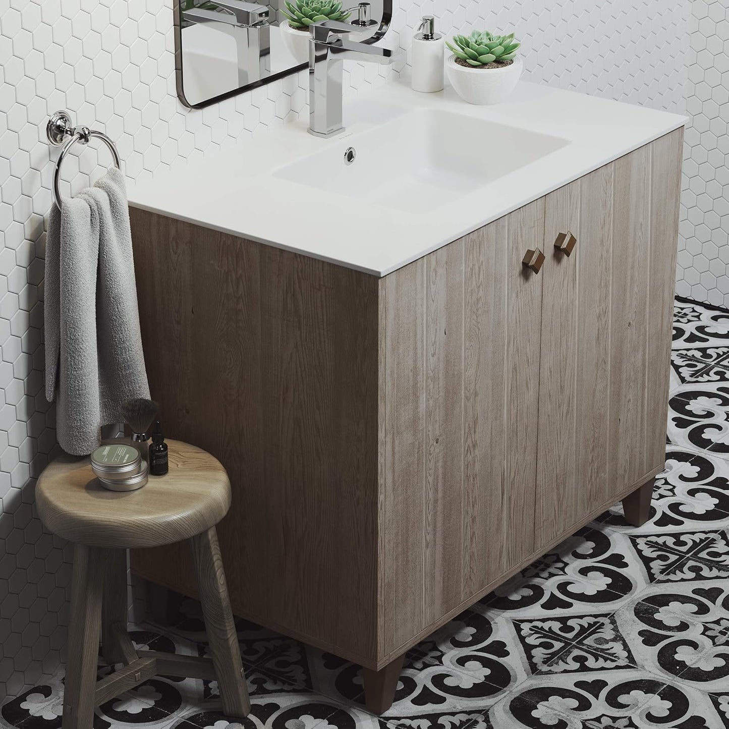 Swiss Madison SM-VT328-3 Voltaire Vanity Top Sink with 4" Centerset Faucet Holes